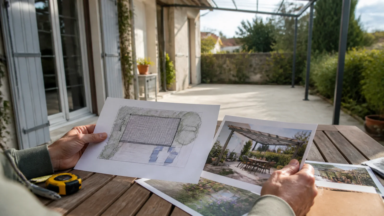 Étude d’un plan de pergola de 12 m² avant les démarches d’urbanisme