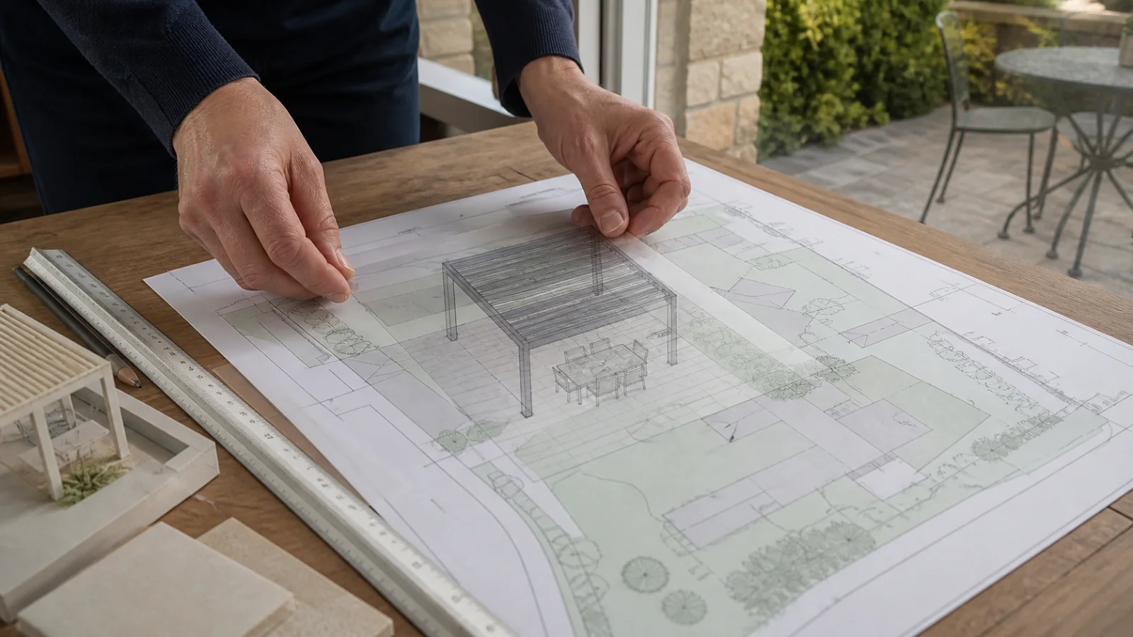 Plan d’implantation et maquette d’une pergola examinés avant autorisation